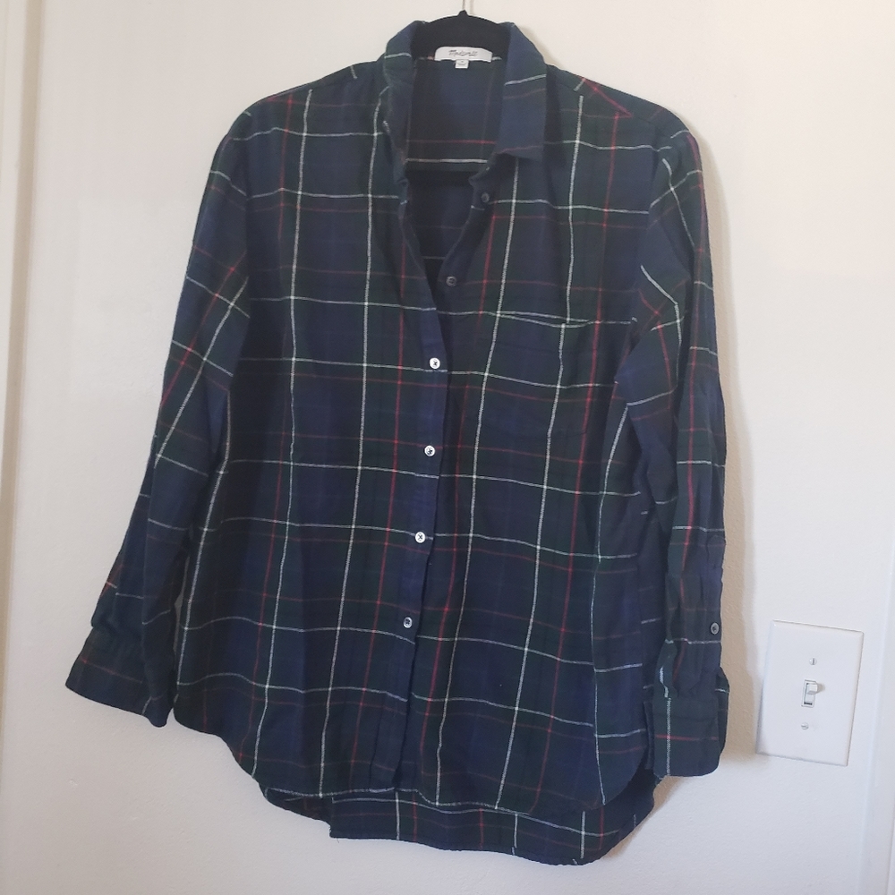 Madewell Flannel Oversized Ex-Boyfriend Shirt Wome